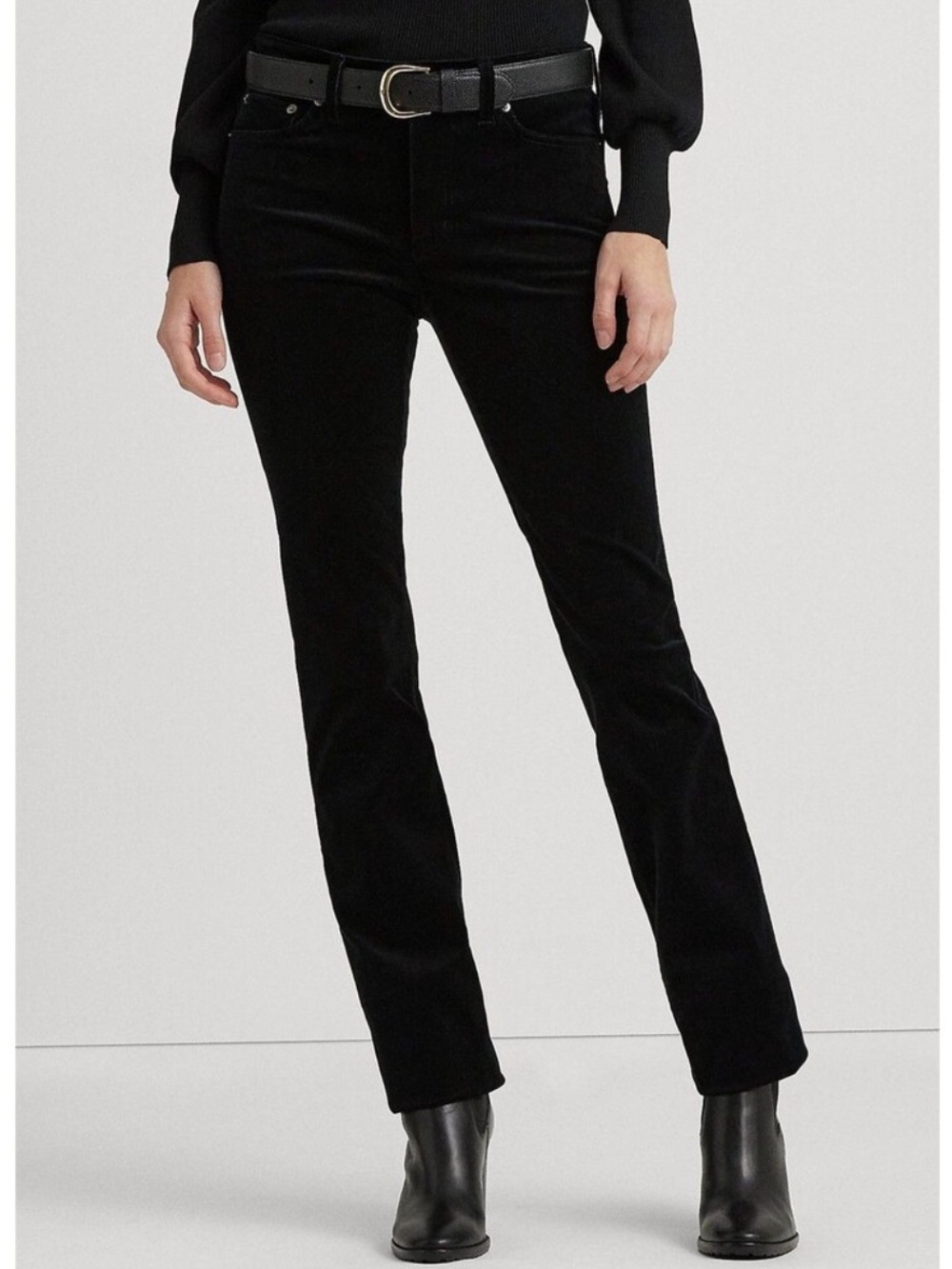 Lauren Ralph Lauren Black Mid Rise Straight Corduroy Pants Size 12